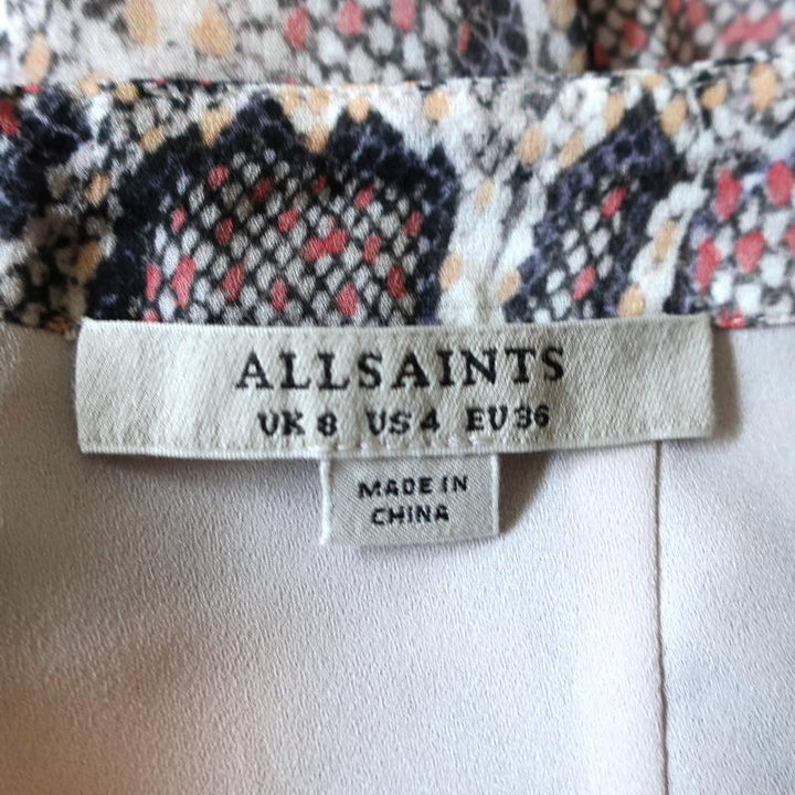 AllSaints Asymmetric Midi Skirt Rhea Misra Snake Print Chiffon Size US 4 - Celebrity Owned