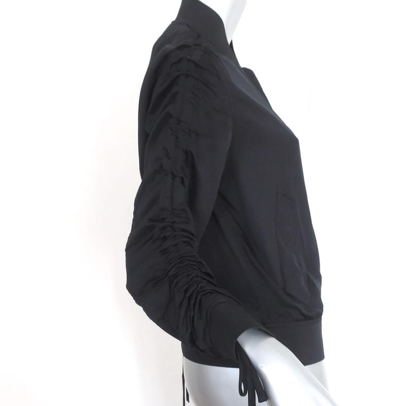 AllSaints Bomber Jacket Ellis Black Ruched Satin Size Small - Celebrity Owned