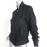 AllSaints Bomber Jacket Ellis Black Ruched Satin Size Small - Celebrity Owned
