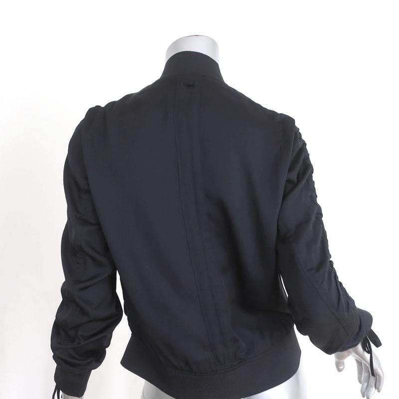 AllSaints Bomber Jacket Ellis Black Ruched Satin Size Small - Celebrity Owned