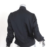 AllSaints Bomber Jacket Ellis Black Ruched Satin Size Small - Celebrity Owned