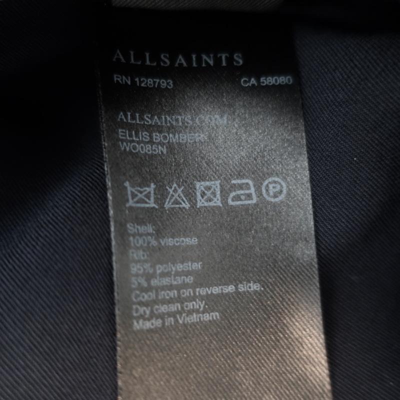 AllSaints Bomber Jacket Ellis Black Ruched Satin Size Small - Celebrity Owned