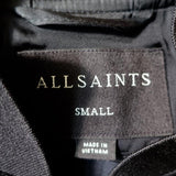 AllSaints Bomber Jacket Ellis Black Ruched Satin Size Small - Celebrity Owned