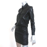 AllSaints Kadi Leather Dress Black Size US 2 Long Sleeve Mini NEW - Celebrity Owned