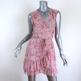AllSaints Wrap Dress Priya Rosa Pink Printed Chiffon Size Small Sleeveless Mini - Celebrity Owned