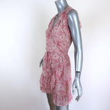 AllSaints Wrap Dress Priya Rosa Pink Printed Chiffon Size Small Sleeveless Mini - Celebrity Owned