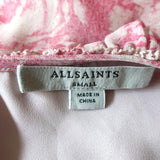 AllSaints Wrap Dress Priya Rosa Pink Printed Chiffon Size Small Sleeveless Mini - Celebrity Owned