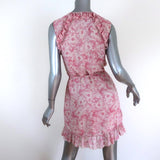 AllSaints Wrap Dress Priya Rosa Pink Printed Chiffon Size Small Sleeveless Mini - Celebrity Owned