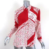 Altuzarra Blouse Chika Red/White Bandana Print Silk Size 34 Long Sleeve Shirt - Celebrity Owned