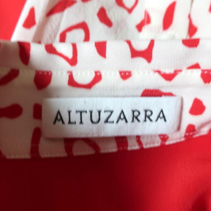 Altuzarra Blouse Chika Red/White Bandana Print Silk Size 34 Long Sleeve Shirt - Celebrity Owned