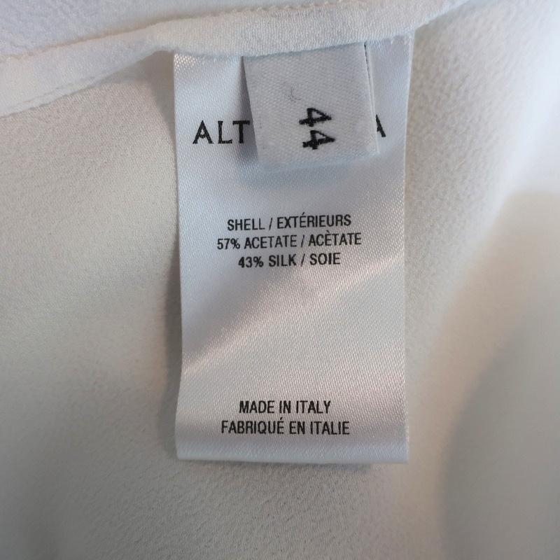 Altuzarra Blouse Garcia White Ruched Crepe Size 44 Asymmetric Button Front Shirt - Celebrity Owned