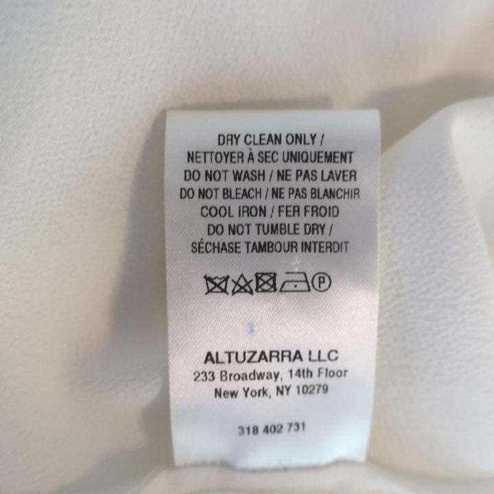 Altuzarra Blouse Garcia White Ruched Crepe Size 44 Asymmetric Button Front Shirt - Celebrity Owned