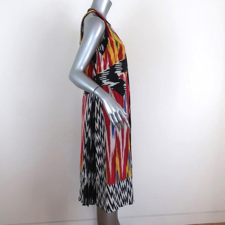 Altuzarra Dress Parrot Ikat Printed Silk Chiffon Size 36 Sleeveless Shift - Celebrity Owned