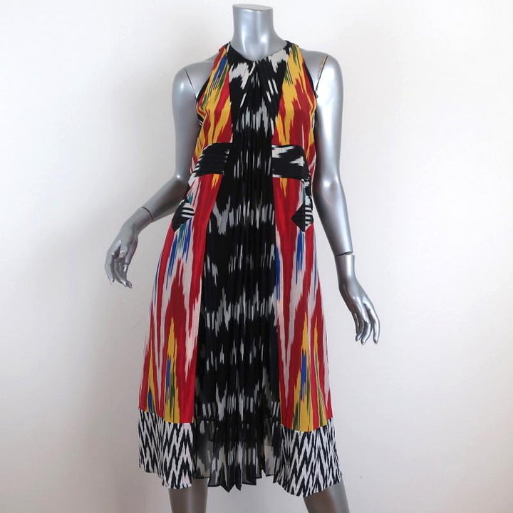 Altuzarra Dress Parrot Ikat Printed Silk Chiffon Size 36 Sleeveless Shift - Celebrity Owned