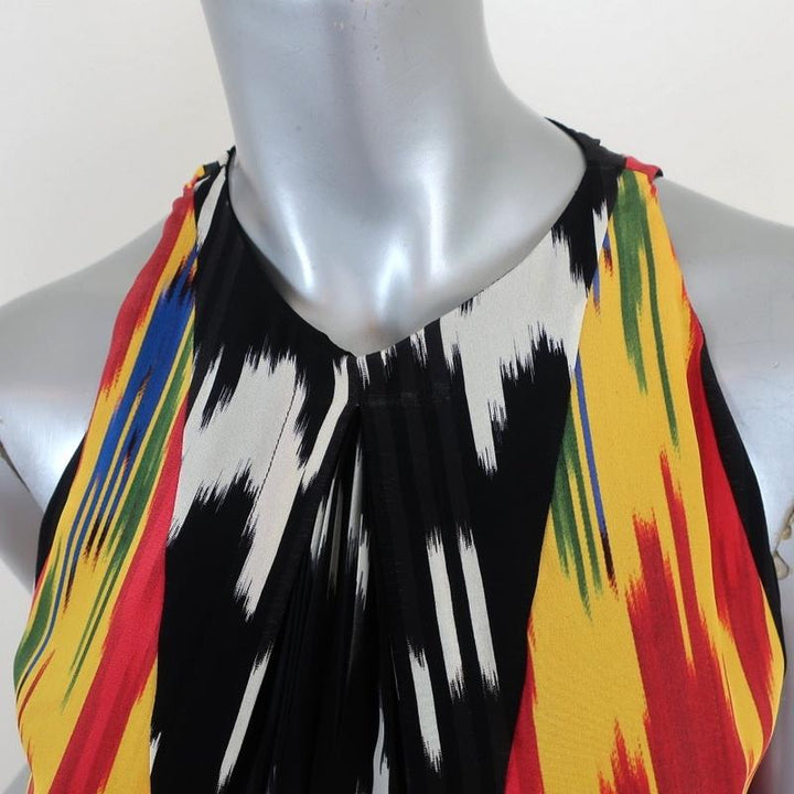 Altuzarra Dress Parrot Ikat Printed Silk Chiffon Size 36 Sleeveless Shift - Celebrity Owned