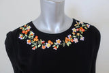 Altuzarra Dress Sylvia Black Floral-Embroidered Crepe Size 36 Half-Sleeve Midi - Celebrity Owned