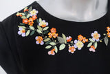 Altuzarra Dress Sylvia Black Floral-Embroidered Crepe Size 36 Half-Sleeve Midi - Celebrity Owned