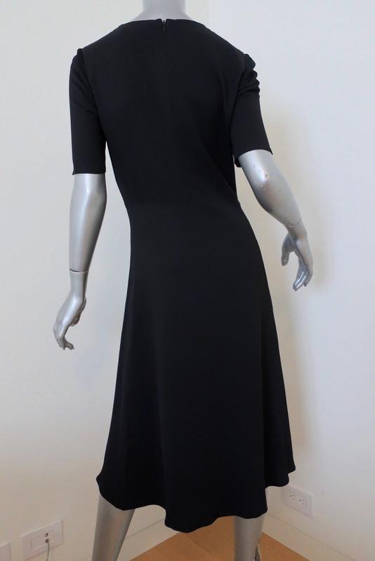Altuzarra Dress Sylvia Black Floral-Embroidered Crepe Size 36 Half-Sleeve Midi - Celebrity Owned