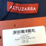 Altuzarra Midi Dress Martha Teal Printed Silk Size 42 Long Sleeve V-Neck NEW - Celebrity Owned