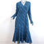 Altuzarra Midi Dress Martha Teal Printed Silk Size 42 Long Sleeve V-Neck NEW