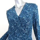 Altuzarra Midi Dress Martha Teal Printed Silk Size 42 Long Sleeve V-Neck NEW - Celebrity Owned