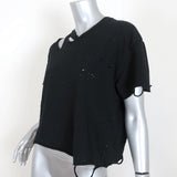 Amiri Cropped Slash Tee Black Cotton Size Extra Small Short Sleeve Top - Celebrity Owned