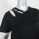 Amiri Cropped Slash Tee Black Cotton Size Extra Small Short Sleeve Top - Celebrity Owned