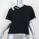 Amiri Cropped Slash Tee Black Cotton Size Extra Small Short Sleeve Top - Celebrity Owned