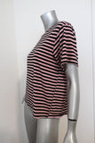 AMO Classic Striped Tee Pink/Black Size Large Short Sleeve T-Shirt Top - Celebrity Owned