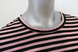 AMO Classic Striped Tee Pink/Black Size Large Short Sleeve T-Shirt Top - Celebrity Owned
