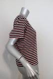 AMO Classic Striped Tee Pink/Black Size Large Short Sleeve T-Shirt Top - Celebrity Owned