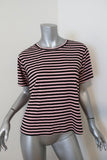 AMO Classic Striped Tee Pink/Black Size Large Short Sleeve T-Shirt Top - Celebrity Owned