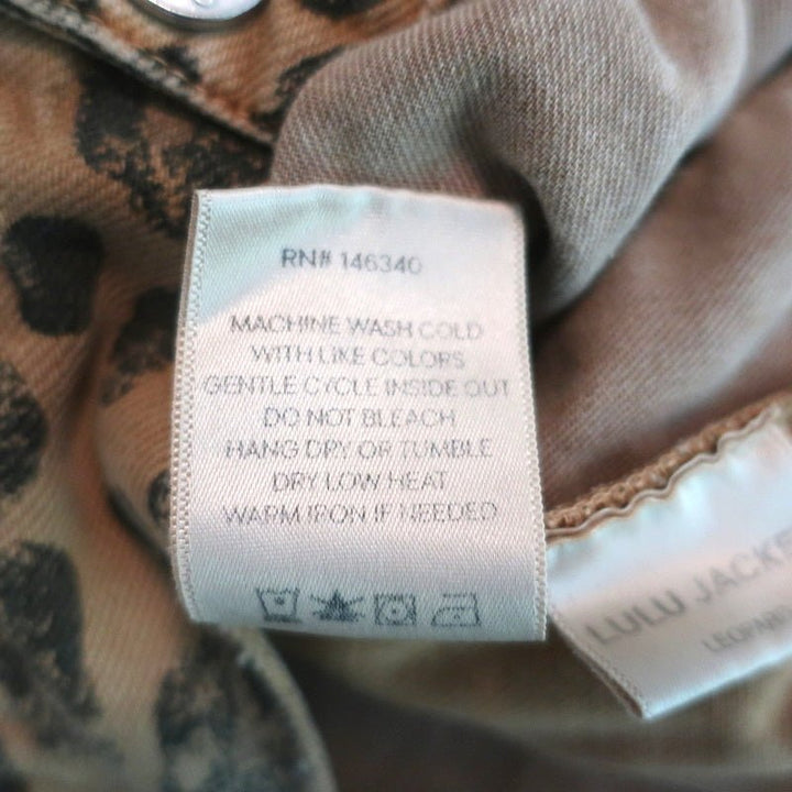 AMO Jacket Lulu Leopard Print Denim Size Medium NEW - Celebrity Owned