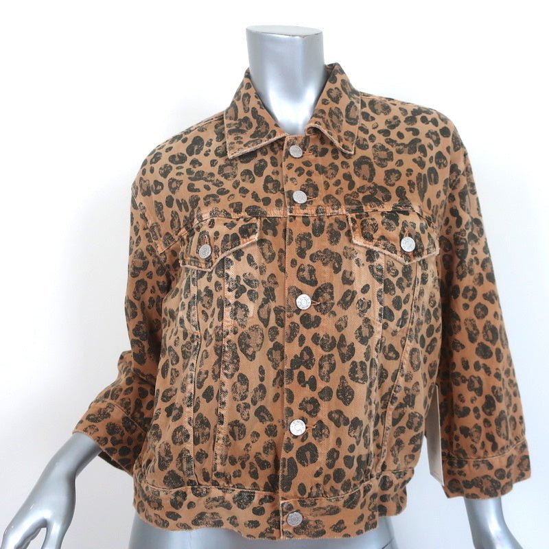 AMO Jacket Lulu Leopard Print Denim Size Medium NEW - Celebrity Owned
