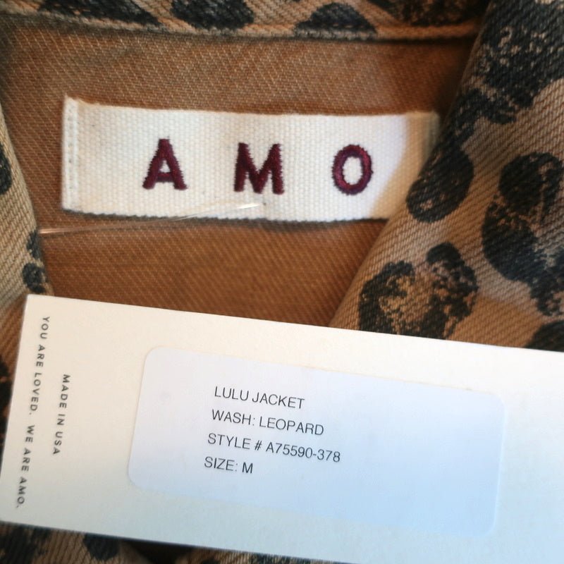 AMO Jacket Lulu Leopard Print Denim Size Medium NEW - Celebrity Owned