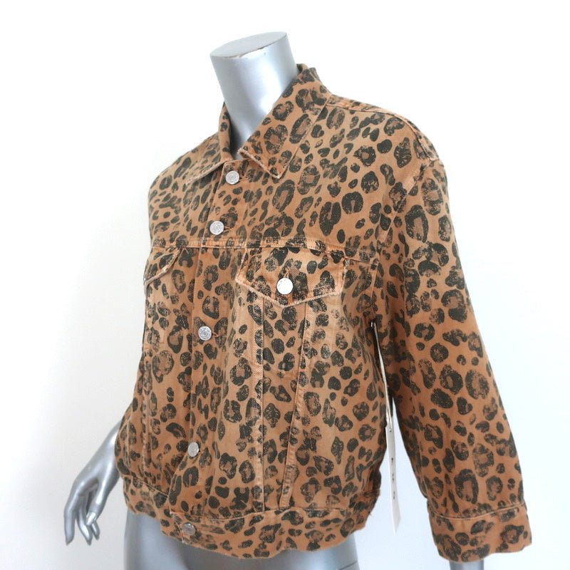 AMO Jacket Lulu Leopard Print Denim Size Medium NEW - Celebrity Owned