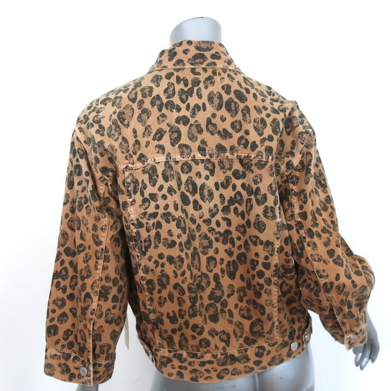 AMO Jacket Lulu Leopard Print Denim Size Medium NEW - Celebrity Owned