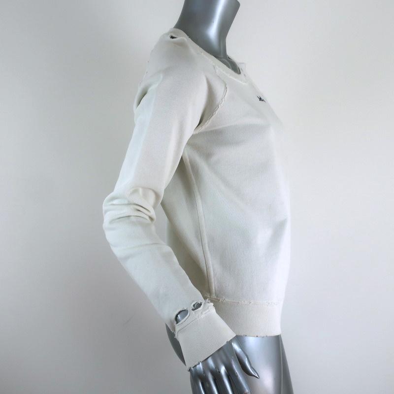 AMO Loved Sweatshirt White Distressed Cotton Size Small Crewneck Pullover - Celebrity Owned