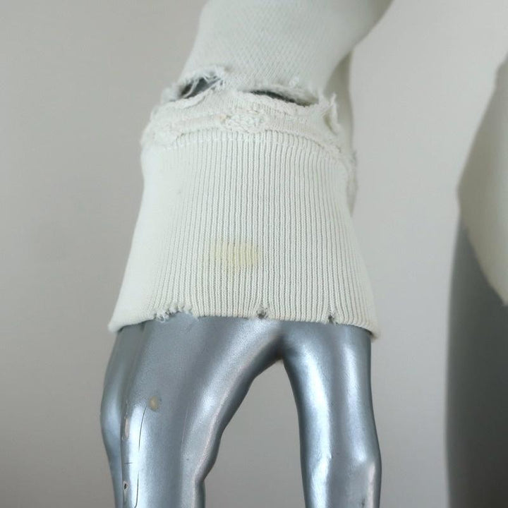 AMO Loved Sweatshirt White Distressed Cotton Size Small Crewneck Pullover - Celebrity Owned