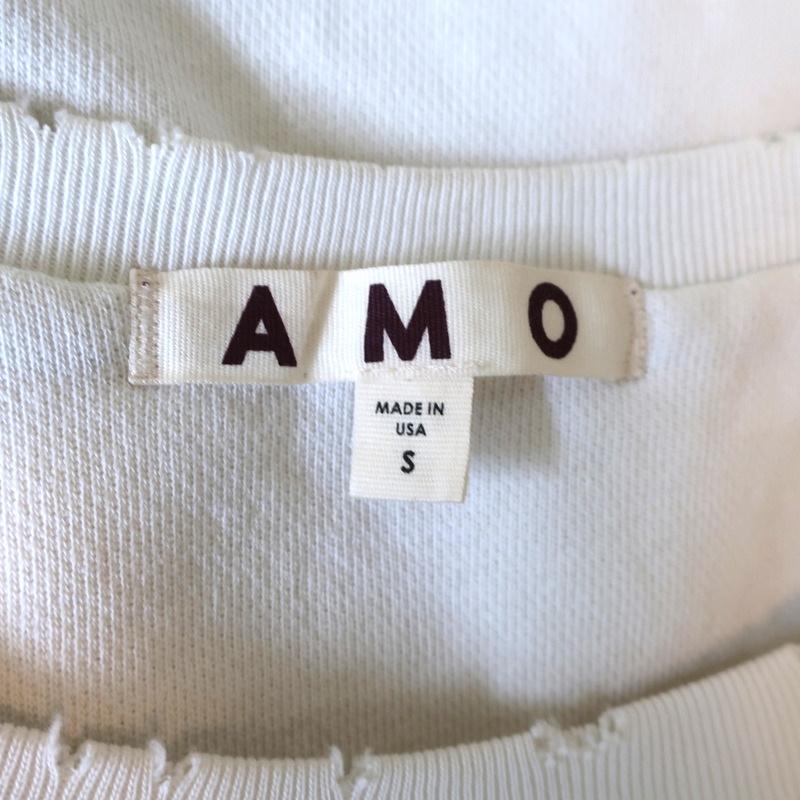 AMO Loved Sweatshirt White Distressed Cotton Size Small Crewneck Pullover - Celebrity Owned