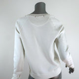AMO Loved Sweatshirt White Distressed Cotton Size Small Crewneck Pullover - Celebrity Owned