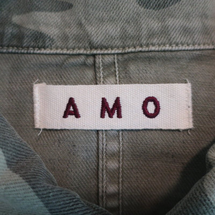 AMO Rosie Peplum Jacket Green Camo Print Denim Size Small - Celebrity Owned