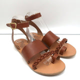 Ancient Greek Sandals Agni Ankle Strap Sandals Brown Braided Leather Size 38 - Celebrity Owned