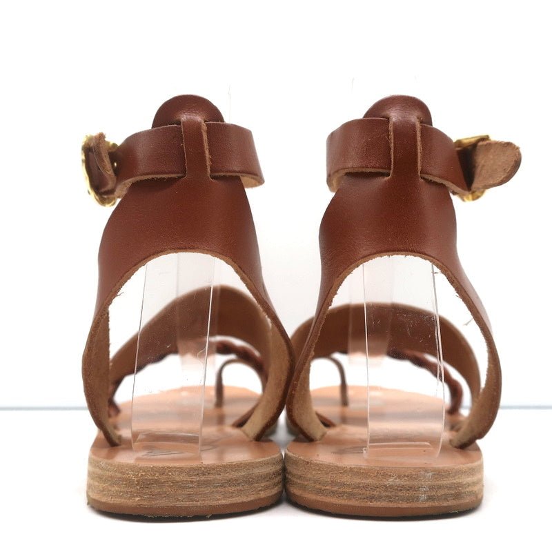 Ancient Greek Sandals Agni Ankle Strap Sandals Brown Braided Leather Size 38 - Celebrity Owned