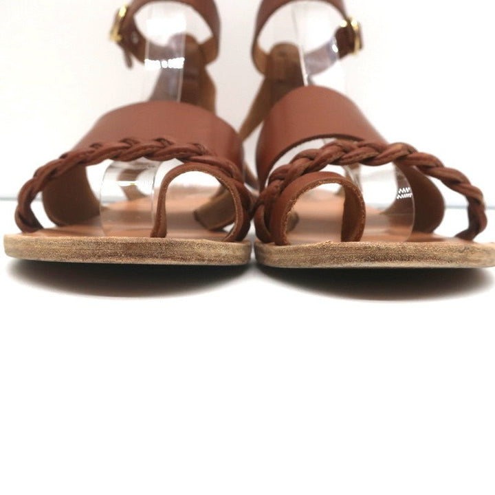 Ancient Greek Sandals Agni Ankle Strap Sandals Brown Braided Leather Size 38 - Celebrity Owned