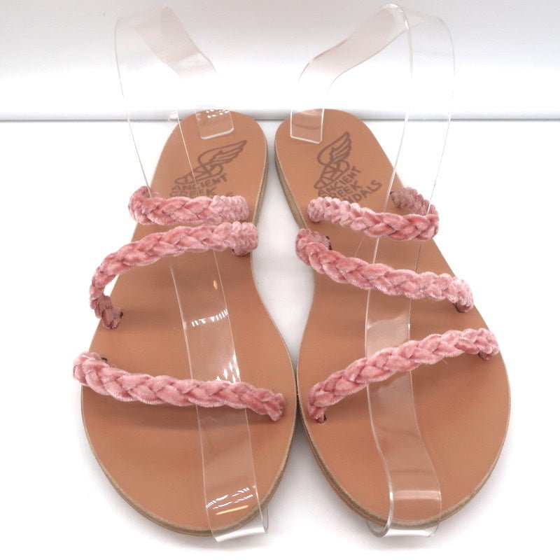 Ancient Greek Sandals Alkmini Slides Dusty Pink Braided Velvet Size 38 NEW - Celebrity Owned