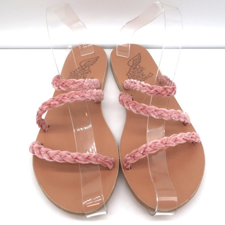 Ancient Greek Sandals Alkmini Slides Dusty Pink Braided Velvet Size 38 NEW - Celebrity Owned