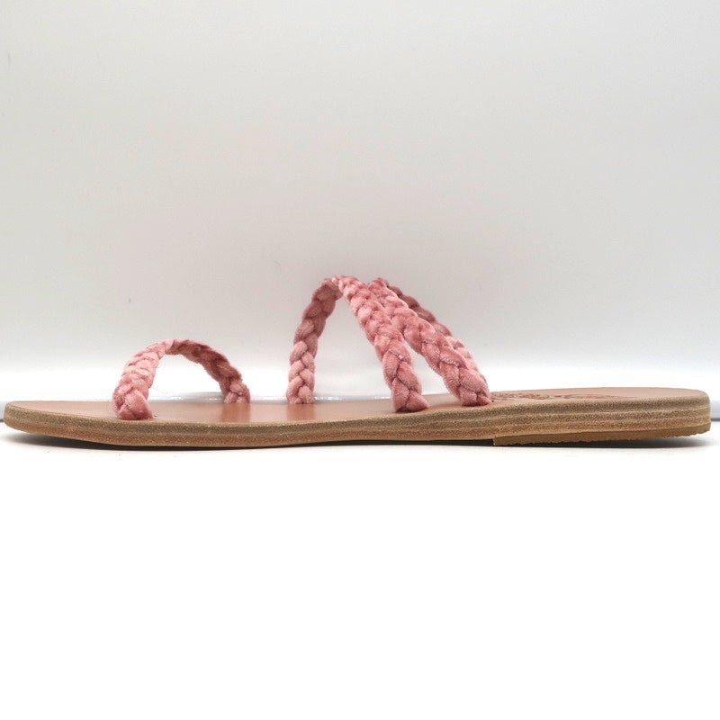 Ancient Greek Sandals Alkmini Slides Dusty Pink Braided Velvet Size 38 NEW - Celebrity Owned