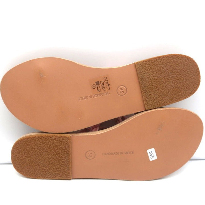 Ancient Greek Sandals Alkmini Slides Dusty Pink Braided Velvet Size 38 NEW - Celebrity Owned