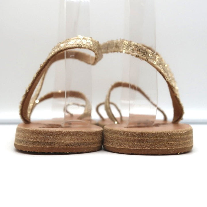 Ancient Greek Sandals Eleftheria Ankle Strap Sandals Gold Sequin Size 38 NEW - Celebrity Owned